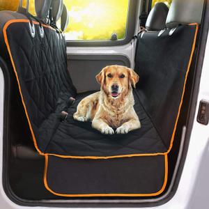 Doggie World Dog Car Seat Cover for Back Seat for XL Cars, SUVs & Trucks - Durable Car Cover Protector for Dogs, Nonslip Backseat Dog Hammock, Waterproof Scratchproof Protection Against Dirt, Pet Fur (Orange)