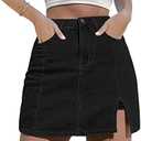 luvamia Skorts Skirts for Women Denim Mini Skirt Side Slit with High Waisted Jean Shorts Stretchy, Medium