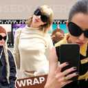 FEISEDY Oversized Oval Wrap Around Sunglasses Women Men Y2K Bug Eye B2391, Black