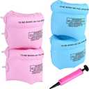 4 Pcs Arm Floaties Inflatable Swim Arm Bands Floater Sleeves Swimming Rings for Kids Toddlers and Adults（Pink Blue）