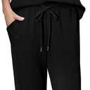 CHICZONE Two Piece Summer Sets for Women Casual Travel Vacation Outfits Wide Leg Crop Pants Lounge Sets (Black, L)