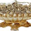 ICE Armor 7" H Golden Color Vintage Floral-Trim Decorative Ceramic Vase Stylish Home and Office Decor Luxury Ornament Great Gift for Home Lovers