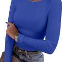 ANRABESS Women Long Sleeve Shirts Rib Knit Slim Fit Tops Basic Tee 2025 Fall Outfits Casual T-Shirt Underscrubs Layer Clothes (Large, Royal Blue)