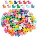 GADIEDIE130Pcs Multicolor Mini Resin Ducks,Miniature Duck Figures Landscape Decorations for Home Hide Prank Game Dollhouse Decor,Garden Aquarium Potted Ornament,School Handmade