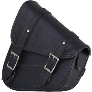 GARGOYLE BELLS Premium Naked Leather Swing Arm Bag For Motorcycle Left Side Solo Bags Saddle Bags For Softails Choppers (Style-1, Black)