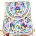 Goodhan Vintage Embroidered Backpack Purses for Women - Boho Shoulder Bag for Travel, Ethnic Floral Mini Back Pack, Lightweight Handbags for Daily Use (Beige-Purple)