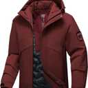 Men's Ski Jacket Waterproof Warm Winter Coat Windproof Insulated Snowboard Jacket Hooded Mountain Windbreaker (Medium)