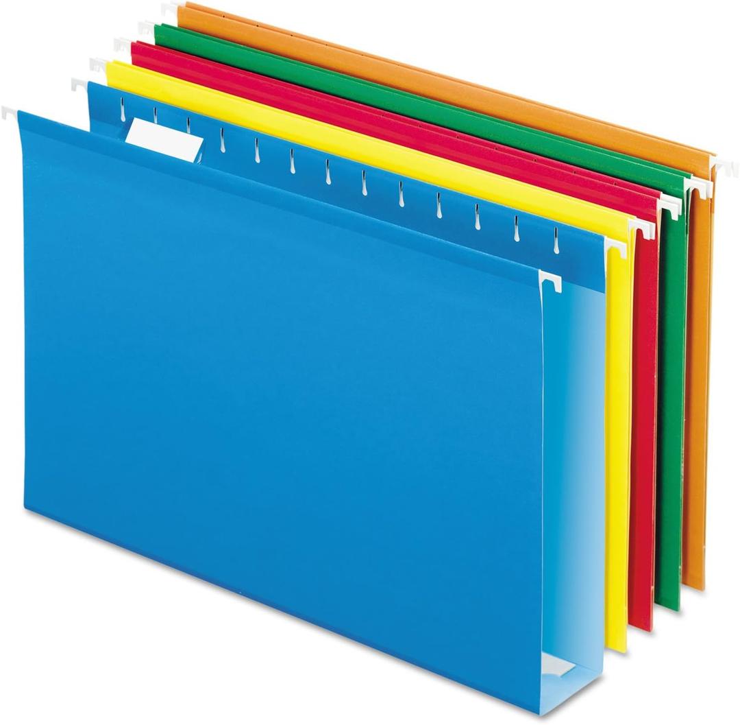 Pendaflex Extra Capacity Reinforced Hanging Folders, 2", Legal Size, Assorted Colors, 1/5 Cut, 25/BX (4153x2 ASST)