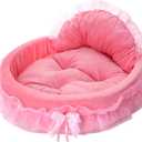 Pink Dog Bed Washable Princess Cat Couch Soft Plush Pet Sofa Nest Mat Snuggle Kitten Puppy Cave Beds Cute Cozy Kitten Doggy Kennel Cushion Small Medium Dogs Cats Sleeping Pad (L, Pink)