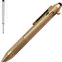 Cool Hand 4.9'' Brass Bolt Action Pen with Retractable Stylus Tip for Any Touch Screen, Ballpoint Ink Refillable, Compact Size, Skelton Out Deep Pocket Clip (Brass)