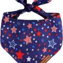 Dog Bandanas for Boys and Girls, Dog Birthday Bandana - Handmade Premium Quality Adjustable Neck Scarf for Medium & Large Breed Dogs(4th of July)