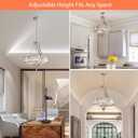 Brushed Nickel Chandeliers for Dining Room, Rustic Farmhouse Crystal Chandelier with Round Metal Shade, Modern 6-Light Large Light Fixture for Hallway, Bedroom, Foyer