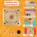 Carrom Board Game - Wooden Strike and Pocket Game Set with Group of Black and Beige Coins, 2 Red Queen Coins, Striker Coin, and Cue Sticks by Hey Play, 26 inches by 26 inches by 0.75 inches