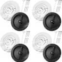 Therwen 4 Pack 8 Inch Round Vent Cover Ceiling Diffuser HVAC Vent Duct Cover Replacement with Steel Butterfly Damper Fitting in 8 Inch Duct, Outer Dimensions: 12"