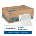 enMotion GeorgiaPacific (by GP PRO) 8 in 425 Linear Feet Premium Paper Towel Roll, White, 6Roll Case Paper Towel Rolls, 89410, 6 Count