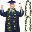 Riceshoot 2 Pcs Hawaiian Graduation Lei 6.56 ft Maile Lei Green Garland White Tuberose 2026 Graduation Gift Leaf Flower Necklace for Wedding Hawaiian School Ceremony Luau Aloha Summer Party Supplies