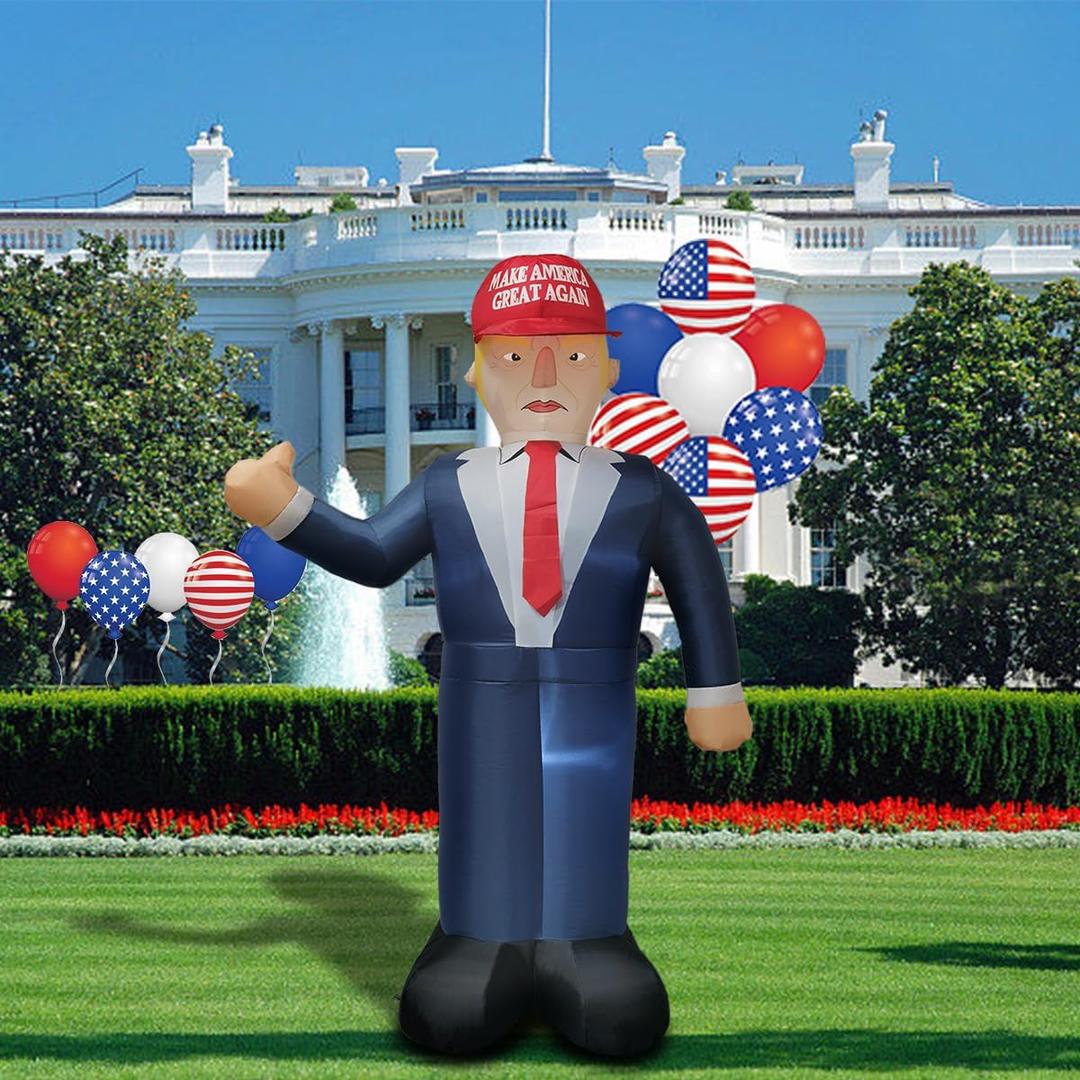 Mr. President Inflatable Trump Outdoor Decorations Independence Day Blow Up 4th of July Make American Great Again Celebration Decor for Veterans Day Lawn Yard Garden