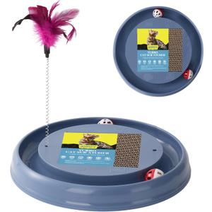 Interactive Cat Ball Track Toy Cat Scratcher, Grey