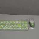 Wireless Keyboard and Mouse Combo, Retro Typewriter Keyboard with Round Keycaps, 2.4GHz USB Cute Wireless Keyboard Mouse for Computer, Desktop, Laptop (Green Colorful)
