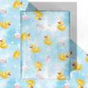 8 x WRAPLULU Blue Baby Shower Wrapping Paper - 4 Jumbo Sheets, 28 * 40 Inches - Rubber Duck Gift Wrap with Soap Bubbles, Perfect for Boys Girls, Birthday, Newborn, Gender Reveal
