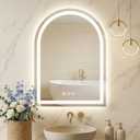 24"x36" LED Bathroom Mirror with Lights, Anti-Fog, Dimmable Backlit, Memory Function, Tempered Glass, Shatter-Proof, Lighted Vanity Mirror for Wall, Arched (White)