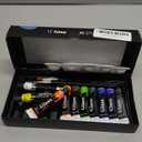 Colorful Acrylic Glass Paint Set with 6 Brushes, 1 Palette, 12 Colors Stain Glass Paints for Wine, Waterproof Acrylic Enamel Paint Kit to Create Translucent Arts on Porcelain, Window & Ceramic (0.4 Fl Oz (Pack of 12))