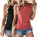 Womens Tank Tops 2 Pack Summer Tops Crew Neck Trendy Sleeveless Tops Cute Loose Fit Workout Casual Outfits 2026