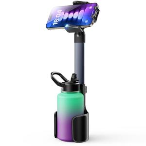 TAZENI 2 in 1 Cup Holder Cell Phone Holder Mount for Car Aluminum Alloy Rod Cup Phone Holder for Car Bottle Free Cupholder Cellphone Holder Easy Use & Stable & Universal Fit 2.5-4'' Cup Holder, Set of 2