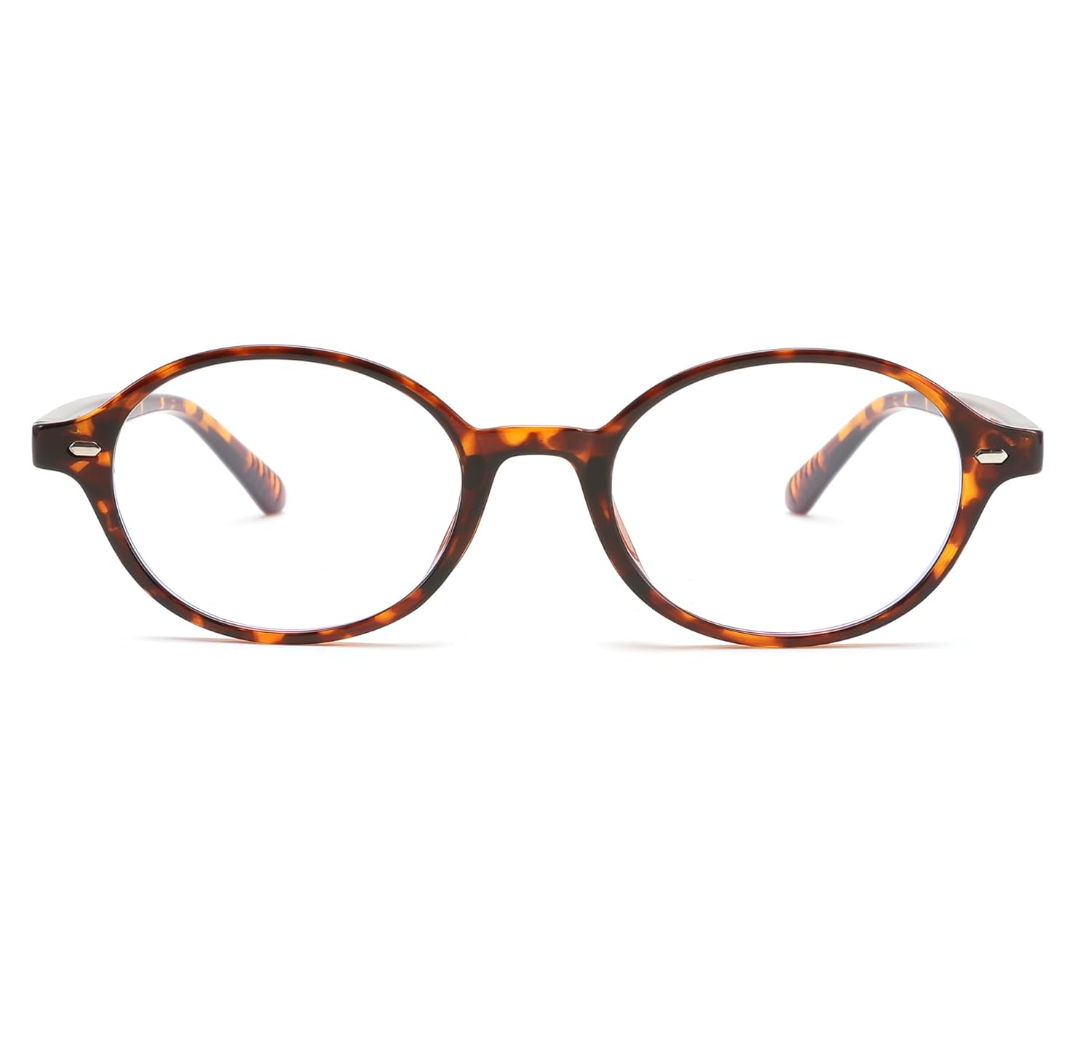 FEISEDY Vintage Oval Blue Light Glasses for Women Men Stylish Lightweight 90s Eyeglasses Fake Nerd Y2k Eyewear Frame B0242