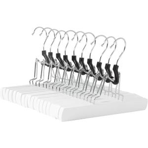 Amazon Basics Wooden Pants Hangers - White, 10-Pack
