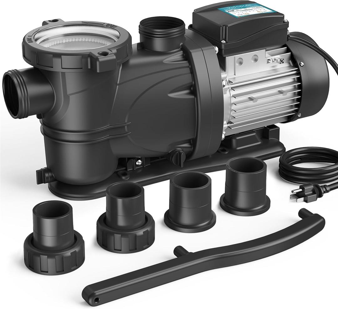 In/Above Ground Pool Pump, Self Primming High Flow (with Timer, 2HP, 8120 GPH, 115V)