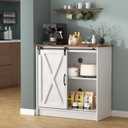Farmhouse Coffee Bar Cabinet, Coffee Bar Table with Sliding Barn Door, Suitable for Kitchen, Dining Room and Living Room, Large
