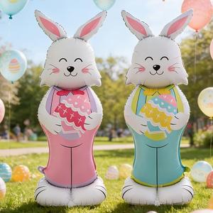 59-inch Standing Large Rabbit Birthday Easter Holiday Party Decoration Balloons, Indoor Atmosphere Background Photo Props