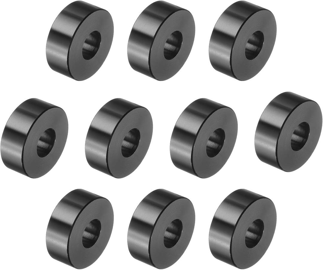 Uxcell 10 Pcs Aluminum Spacer, 3/8" Bore x 1" OD x 3/8" Length Black Round Spacer Unthreaded Standoff Bushing Plain Finish Metal Spacers