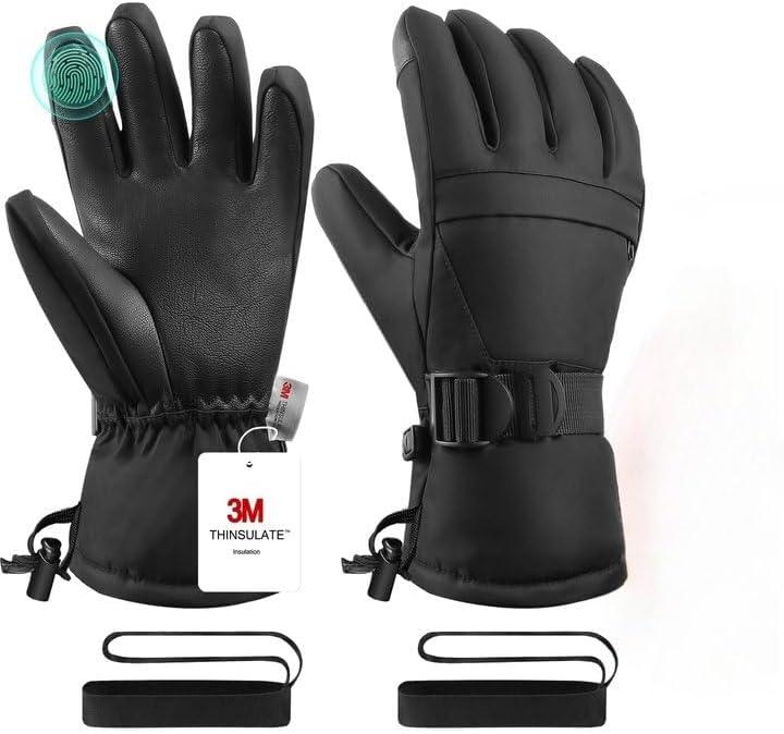 Pnosnesy Ski Gloves, Snow Gloves, 3M Thinsulate Waterproof Cold Weather Winter Gloves for Parent Boys Girls- Cycling, Driving, Running