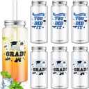 Skylety 24 Pcs Graduation Plastic Cups with Lid and Straws 13. 5 oz Class of 2025 Clear Plastic Tumblers Reusable Coffee Tea Hot Cocoa Beverage Tumbler for Congrats Grad Favors Supplies(Blue)