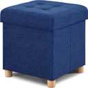 BRIAN & DANY Ottoman with Storage, Square Small Storage Ottoman Foot Rest with Legs, Ottomans Foot Stool for Dorm, Living Room, Entryway 14.8"x14.8"x17.8" (Blue), 15"D x 15"W x 15"H