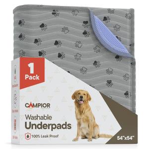 Washable Underpads 54"x54" ( Pack of 1)  Reusable Waterproof Bed Pads for Pets, Kids & Elderly, Extra Heavy Absorbent Incontinence Training & Bedwetting Pads, Grey & Blue