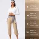 Capri Pants for Women Wide Leg Yoga Capris with Pockets Stretch High Waist Crop Pants Loose Travel (XL)