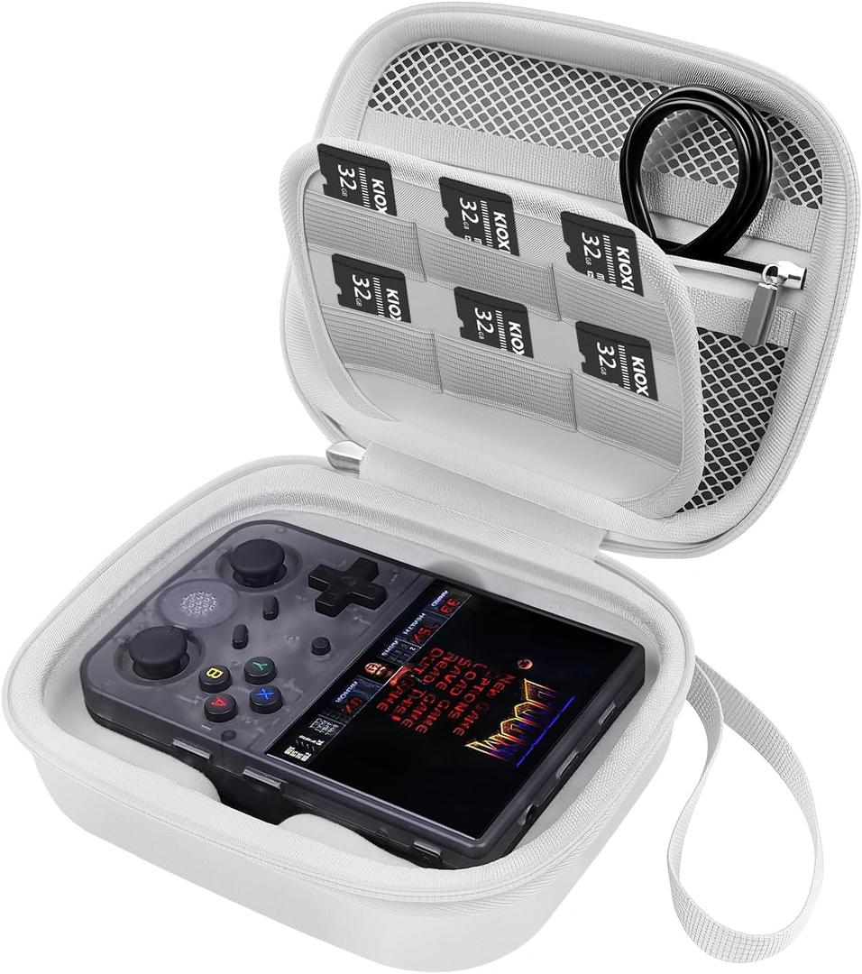 BliFulde Carrying Case for RG353V/ RG353VS Handheld Game Console, Custom-Insert Handheld Emulator Retro Game Holder Organizer, Portable Game Player Storage Bag (Case Only) (White)