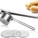 Potato Masher,Stainless Steel Potato Ricer Kitchen Tool for Smooth Mashed Potatoes and Cauliflower Rice (3 Changeable Discs)