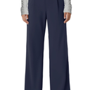 Ododos Wide Leg Pants for Women Stretchy Pull On Work Pants High Waisted Business Casual Trousers Slacks with Pockets Size M