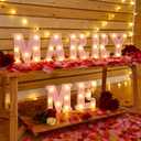 Roowest Marry Me Letters Light Proposal Decorations Set Includes 7 LED 6.3" x 5.5" Romantic Marry Me Sign and 1000 Rose Petals for Proposal Engagement Wedding Decor (Pink Light, Pink and Red)