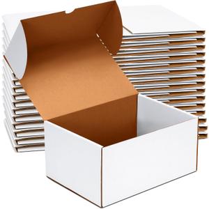 12x9x6 inch Shipping Boxes Set of 15, White Corrugated Cardboard Box Literature Mailer for Mailing Packing Moving and Storage