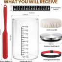 Potchen 2 Set Sourdough Bread Starter Kit 34oz Sourdough Starter Kit with Thermometer Scraper Cloth Cover and Lid Wide Mouth Sourough Bread Baking Supplies(Retro Style,Silver)