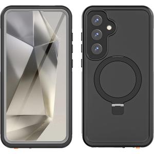 Magnetic Stand Case for Samsung Galaxy S25 Plus Waterproof IP68 [Military-Grade Shockproof][Built-in HD Screen Protector][Magsafe Compatible] 360 Full Sealed Protection (Galaxy S25 Plus) Black