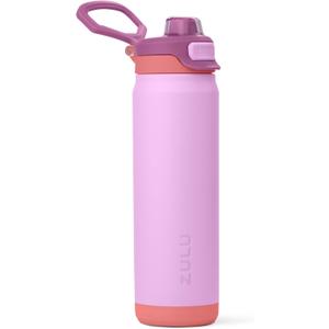 ZULU Powerfill Pro 24oz Stainless Steel Water Bottle with Quick Fill Lid, Triple Walled Vacuum Insulated Metal, Leak Proof Locking Lid, Sip and Chug, Reusable BPA Free, Sherbert