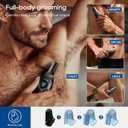 Beard Trimmer for Men, Magnetic Snap-on Replacement Heads & Charging Dock, IPX7 Waterproof Cordless Hair Clippers, Mens Grooming Kits for Mustache/Body/Face/Ear/Nose, Gray