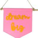 Dream Big Mini Hanging Felt Banner，- Baby Kids Girl Nursery Wall Decor, Kids Room Flag, Cute Decorative Banner, Charming Decoration For Small Spaces (pink)