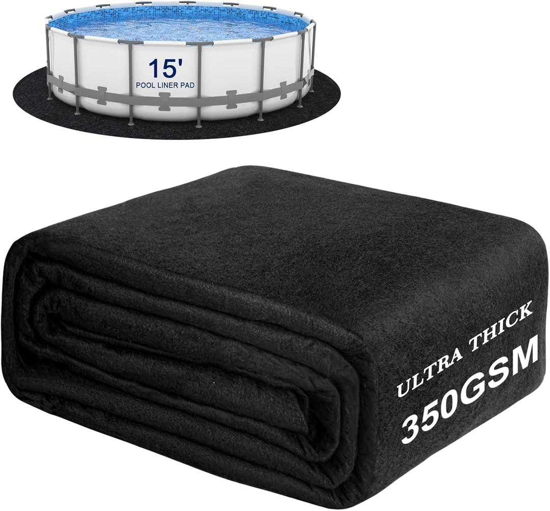 350G/M Thicker Pool Liner Pad for Above Ground Swimming Pools,15 Ft Round Under Pool Padding, Durable Geotextile Material, Double Density Puncture Resistant, Extend Liner Life,Mats for Pool Bottom